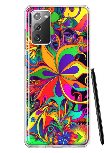 Samsung Galaxy Note 20 Neon Rainbow Psychedelic Hippie Wild Flowers Hybrid Protective Phone Case Cover