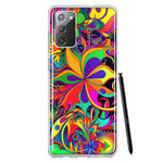 Samsung Galaxy Note 20 Neon Rainbow Psychedelic Hippie Wild Flowers Hybrid Protective Phone Case Cover