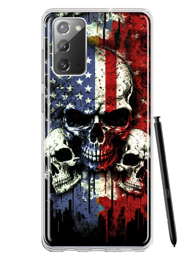 Samsung Galaxy Note 20 American USA Flag Skulls Blue Red Double Layer Phone Case Cover