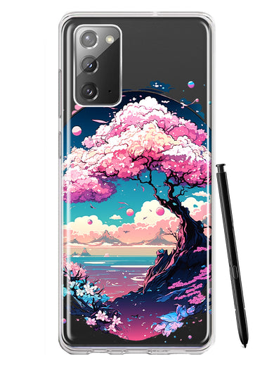 Samsung Galaxy Note 20 Kawaii Manga Pink Cherry Blossom Japanese Sky Floral Ocean Hybrid Protective Phone Case Cover