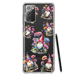 Samsung Galaxy Note 20 Cute Pink Purple Cosmos Flowers Gnomes Spring Floral Double Layer Phone Case Cover