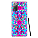 Samsung Galaxy Note 20 Pink Blue Vintage Hippie Tie Dye Flowers Hybrid Protective Phone Case Cover
