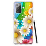 Samsung Galaxy Note 20 Colorful Rainbow Daisies Blue Pink White Green Double Layer Phone Case Cover