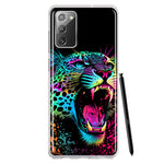 Samsung Galaxy Note 20 Neon Rainbow Glow Colorful Leopard Hybrid Protective Phone Case Cover
