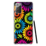 Samsung Galaxy Note 20 Neon Rainbow Glow Sunflowers Colorful Floral Pink Purple Double Layer Phone Case Cover