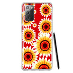 Samsung Galaxy Note 20 Yellow Sunflowers Polkadot on Red Double Layer Phone Case Cover