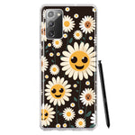 Samsung Galaxy Note 20 Cute Smiley Face White Daisies Double Layer Phone Case Cover
