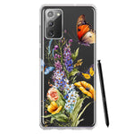 Samsung Galaxy Note 20 Yellow Purple Spring Flowers Butterflies Floral Hybrid Protective Phone Case Cover
