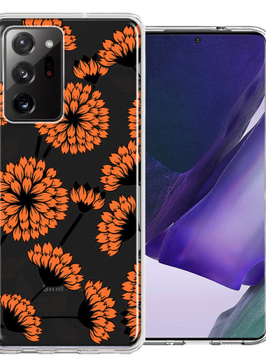 Samsung Galaxy Note 20 Ultra Orange Chrysanthemum Flowers Design Double Layer Phone Case Cover