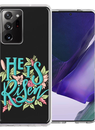 Samsung Galaxy Note 20 Ultra He Is Risen Text Easter Jesus Christian Flowers Double Layer Phone Case Cover