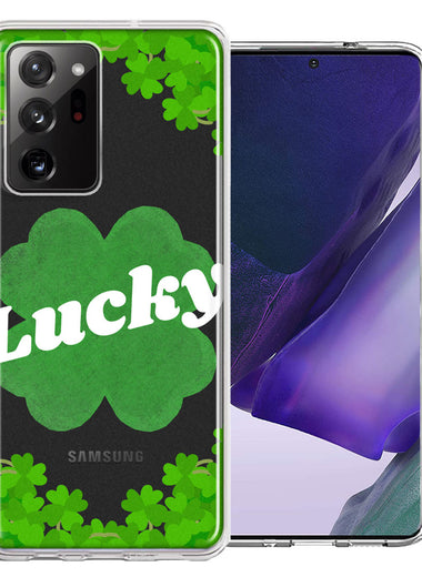 Samsung Galaxy Note 20 Ultra Lucky St Patrick's Day Shamrock Green Clovers Double Layer Phone Case Cover