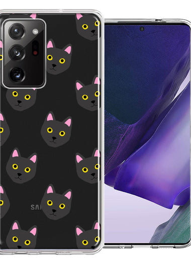 Samsung Galaxy Note 20 Ultra Black Cat Polkadots Design Double Layer Phone Case Cover