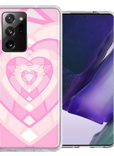 Samsung Galaxy Note 20 Ultra Pink Gem Hearts Design Double Layer Phone Case Cover