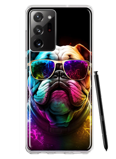 Samsung Galaxy Note 20 Ultra Neon Rainbow Glow Bulldog Hybrid Protective Phone Case Cover