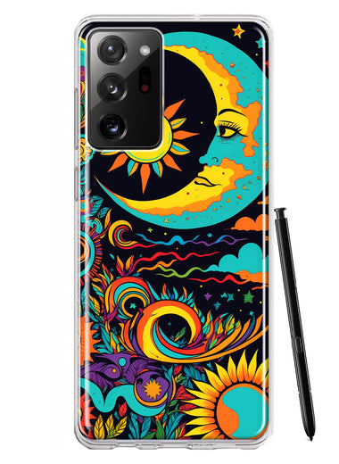 Samsung Galaxy Note 20 Ultra Neon Rainbow Psychedelic Indie Hippie Indie Moon Hybrid Protective Phone Case Cover