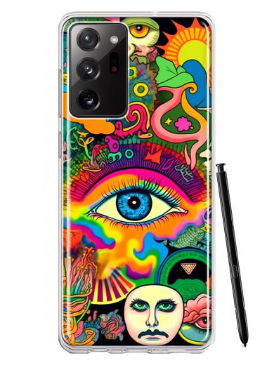 Samsung Galaxy Note 20 Ultra Neon Rainbow Psychedelic Hippie One Eye Pop Art Hybrid Protective Phone Case Cover