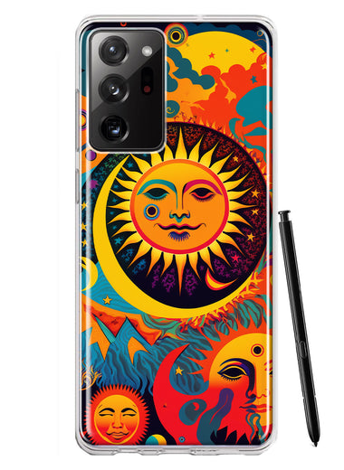 Samsung Galaxy Note 20 Ultra Neon Rainbow Psychedelic Indie Hippie Sun Moon Hybrid Protective Phone Case Cover