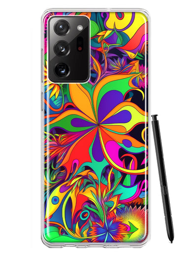 Samsung Galaxy Note 20 Ultra Neon Rainbow Psychedelic Hippie Wild Flowers Hybrid Protective Phone Case Cover