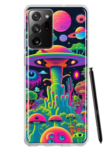 Samsung Galaxy Note 20 Ultra Neon Rainbow Psychedelic UFO Alien Planet Hybrid Protective Phone Case Cover