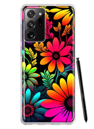 Samsung Galaxy Note 20 Ultra Neon Rainbow Glow Colorful Abstract Flowers Floral Hybrid Protective Phone Case Cover