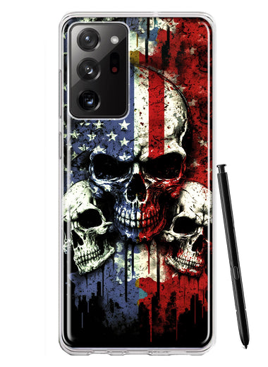 Samsung Galaxy Note 20 Ultra American USA Flag Skulls Blue Red Double Layer Phone Case Cover