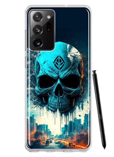 Samsung Galaxy Note 20 Ultra Blue Apocalypse Cyberpunk Skull Feather Double Layer Phone Case Cover