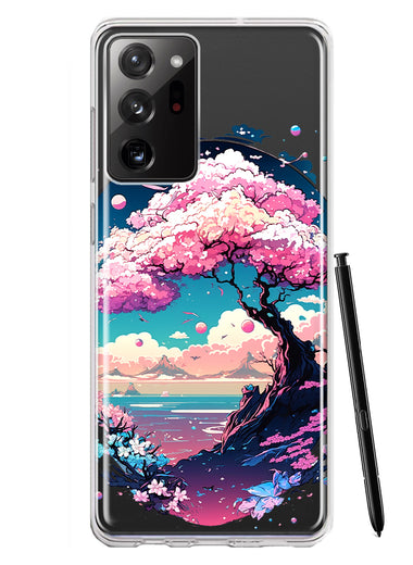 Samsung Galaxy Note 20 Ultra Kawaii Manga Pink Cherry Blossom Japanese Sky Floral Ocean Hybrid Protective Phone Case Cover
