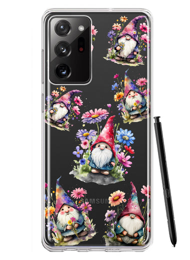 Samsung Galaxy Note 20 Ultra Cute Pink Purple Cosmos Flowers Gnomes Spring Floral Double Layer Phone Case Cover