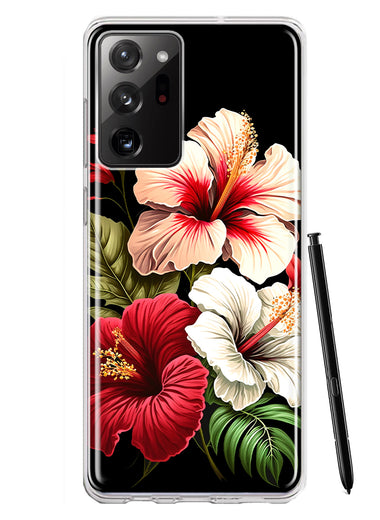 Samsung Galaxy Note 20 Ultra Pink Red Hibiscus Wild Flowers Floral Hybrid Protective Phone Case Cover