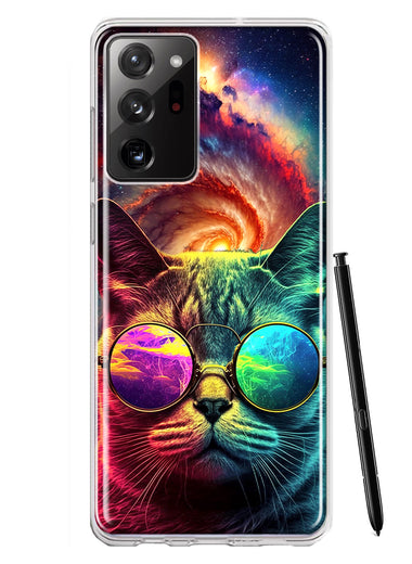 Samsung Galaxy Note 20 Ultra Neon Rainbow Galaxy Cat Hybrid Protective Phone Case Cover