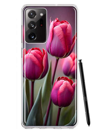 Samsung Galaxy Note 20 Ultra Pink Tulip Flowers Floral Hybrid Protective Phone Case Cover