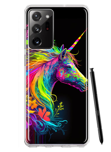 Samsung Galaxy Note 20 Ultra Neon Rainbow Glow Unicorn Floral Hybrid Protective Phone Case Cover