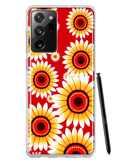 Samsung Galaxy Note 20 Ultra Yellow Sunflowers Polkadot on Red Double Layer Phone Case Cover