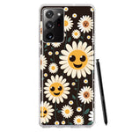 Samsung Galaxy Note 20 Ultra Cute Smiley Face White Daisies Double Layer Phone Case Cover