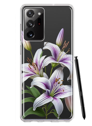 Samsung Galaxy Note 20 Ultra White Lavender Lily Purple Flowers Floral Hybrid Protective Phone Case Cover