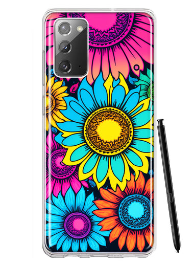 Samsung Galaxy Note 20 Vintage Colorful Abstract Sunflowers Floral Double Layer Phone Case Cover