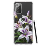 Samsung Galaxy Note 20 White Lavender Lily Purple Flowers Floral Hybrid Protective Phone Case Cover