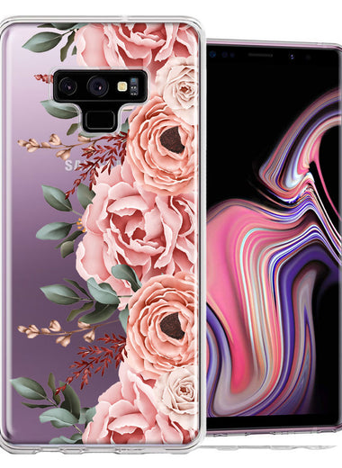 For Samsung Galaxy Note 9 Blush Pink Peach Spring Flowers Peony Rose Phone Case Cover