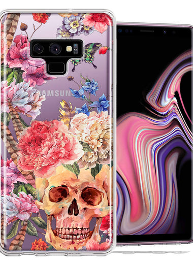 For Samsung Galaxy Note 9 Indie Spring Peace Skull Feathers Floral Butterfly Flowers Phone Case Cover