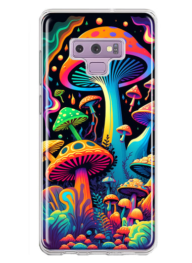Samsung Galaxy Note 9 Neon Rainbow Psychedelic Indie Hippie Mushrooms Hybrid Protective Phone Case Cover
