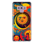 Samsung Galaxy Note 9 Neon Rainbow Psychedelic Indie Hippie Sun Moon Hybrid Protective Phone Case Cover
