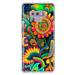 Samsung Galaxy Note 9 Neon Rainbow Psychedelic Indie Hippie Sunflowers Hybrid Protective Phone Case Cover