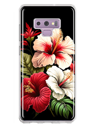 Samsung Galaxy Note 9 Pink Red Hibiscus Wild Flowers Floral Hybrid Protective Phone Case Cover