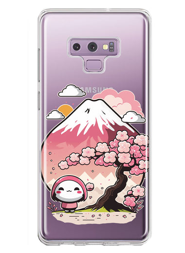 Samsung Galaxy Note 9 Kawaii Manga Pink Cherry Blossom Fuji Mountain Mochi Girl Hybrid Protective Phone Case Cover