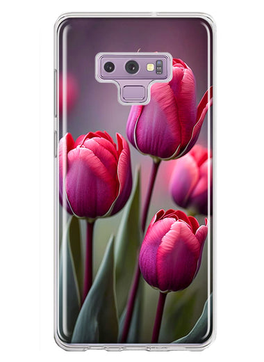 Samsung Galaxy Note 9 Pink Tulip Flowers Floral Hybrid Protective Phone Case Cover
