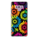 Samsung Galaxy Note 9 Neon Rainbow Glow Sunflowers Colorful Floral Pink Purple Double Layer Phone Case Cover