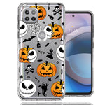 Motorola One 5G Ace Halloween Jack-O-Lantern Pumpkin Skull Spooky Design Double Layer Phone Case Cover