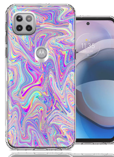 Motorola Moto One 5G Ace Paint Swirl Double Layer Phone Case Cover