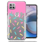 Motorola One 5G Ace Pink Drip Frosting Cute Heart Sprinkles Kawaii Cake Design Double Layer Phone Case Cover