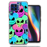 Motorola One 5G Bright Rainbow Nightmare Skulls Spooky Season Halloween Design Double Layer Phone Case Cover